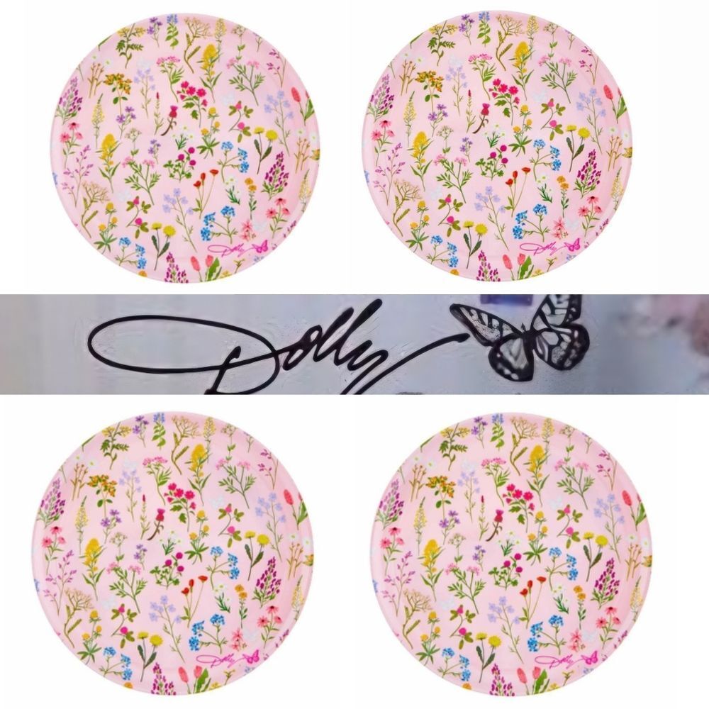 Dolly Parton Floral Melamine Plate Set of 4- Pink